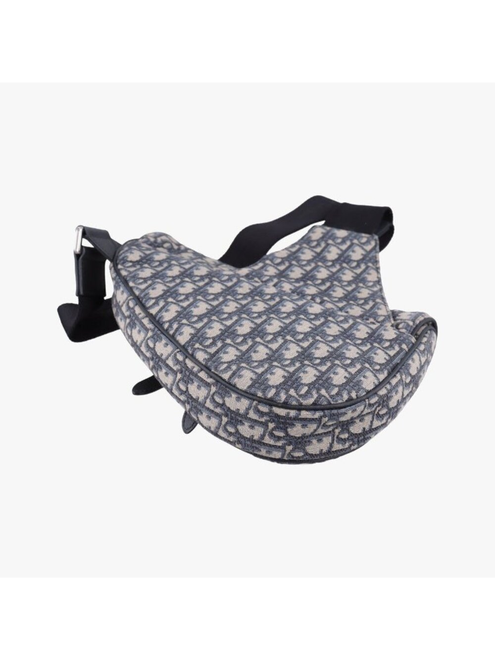 Dior Saddle Bag Gray Navy Black Jacquard Leather - Picture 6 of 15